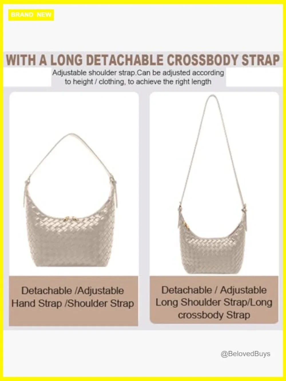 Woven Faux Leather Hobo Shoulder Bag Crossbody Purse with Adjustable Strap